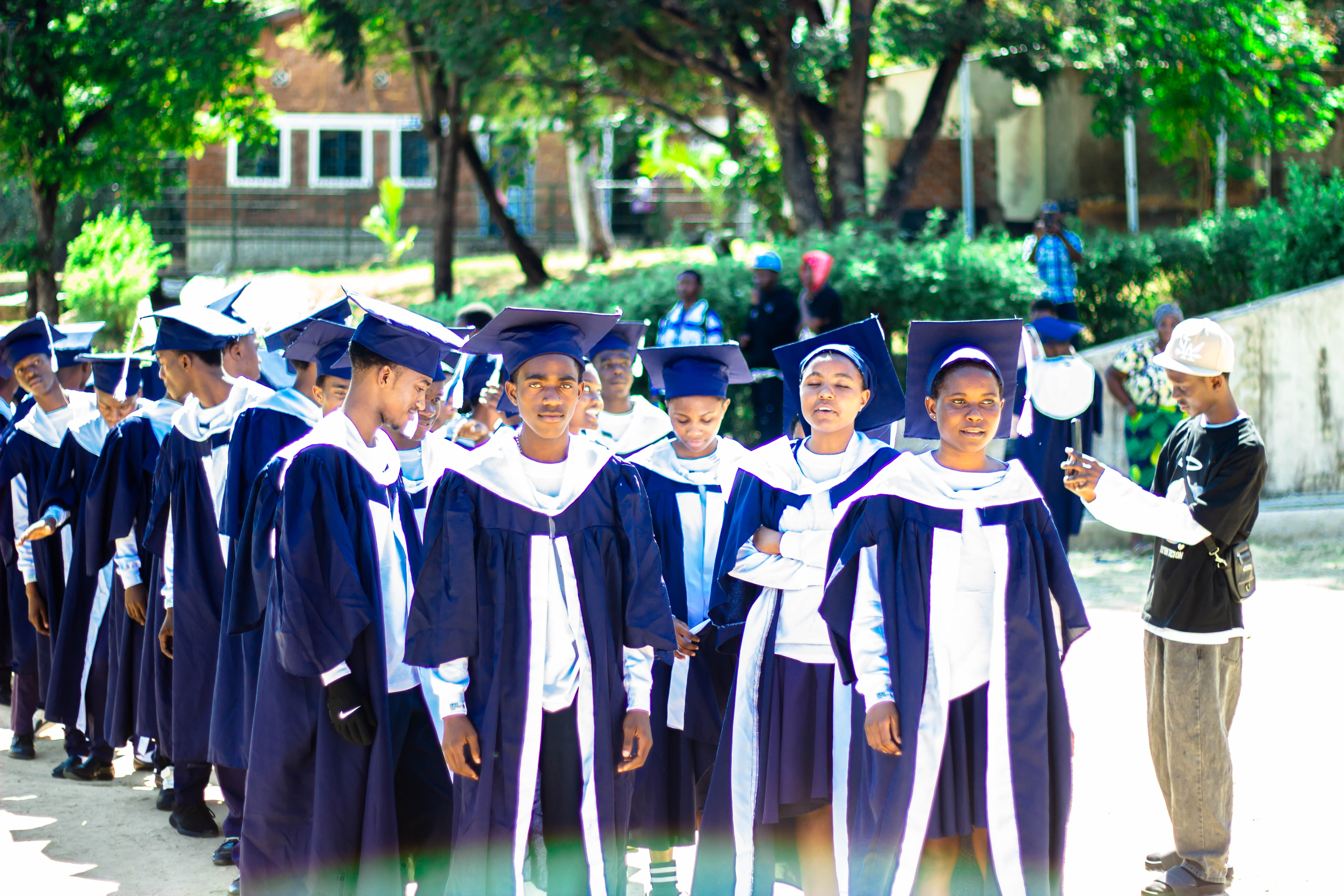Form Four students marching into hall